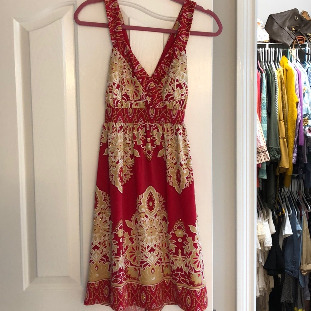 Red and gold INC dress